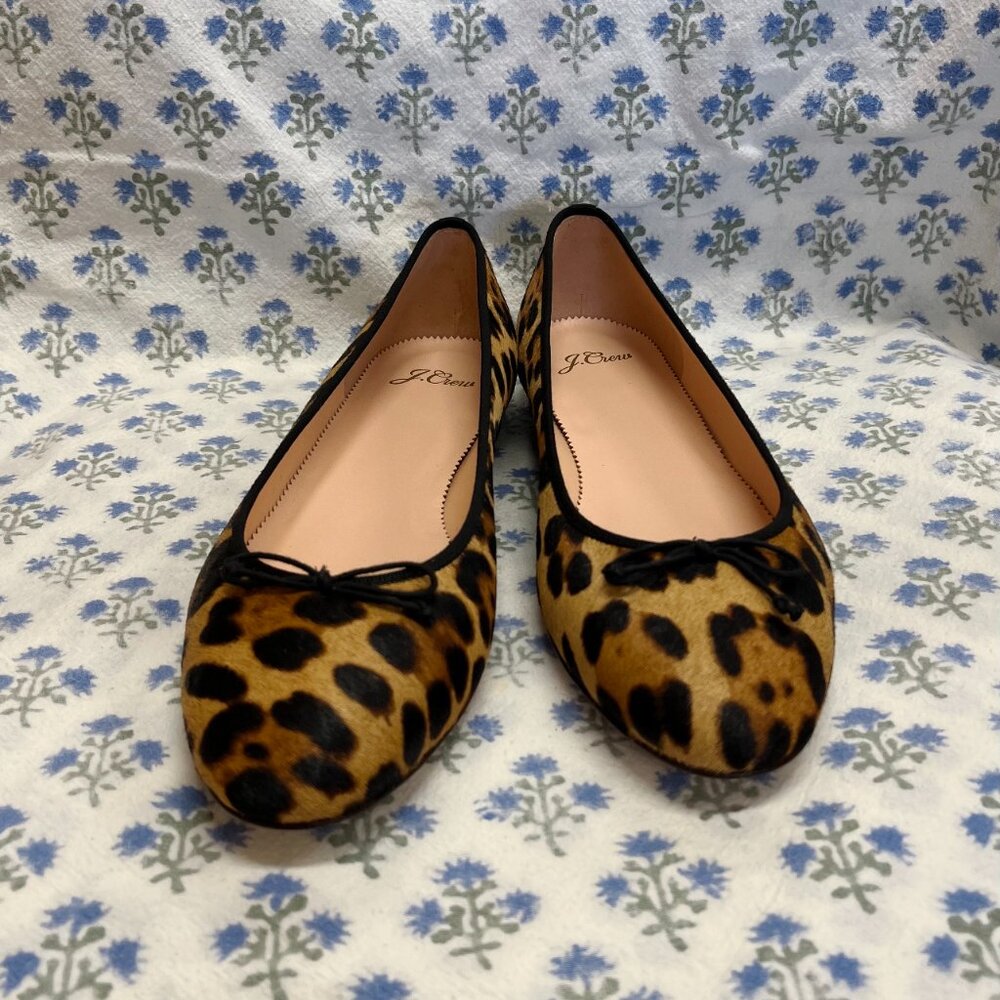 NIB J.Crew leopard print calf hair ballet flats - Picture 3 of 16